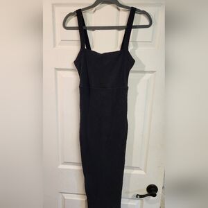 Good American Classic Black Ribbed Square-Neck Dress